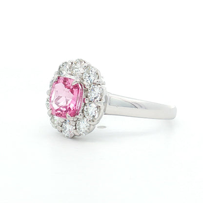 1.23 Cushion Pink Sapphire Engagement Ring Platinum