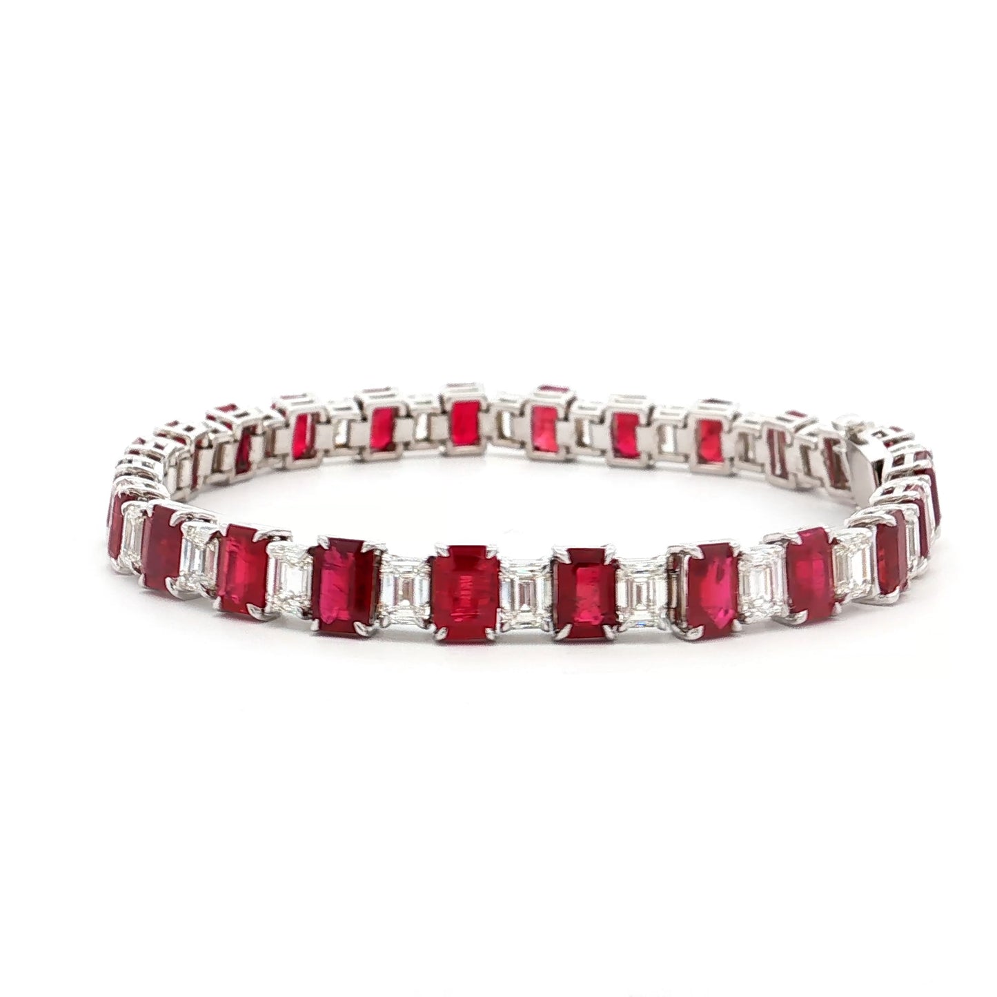 7.23 Ruby & Diamond Bracelet in 18k White Gold