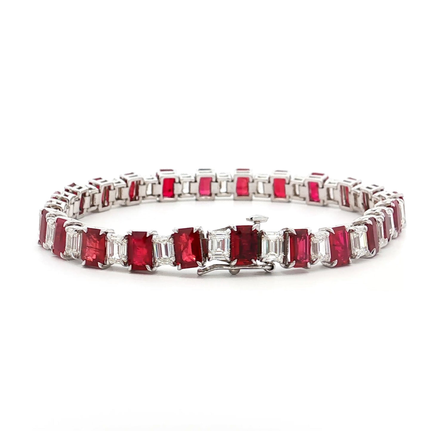 7.23 Ruby & Diamond Bracelet in 18k White Gold