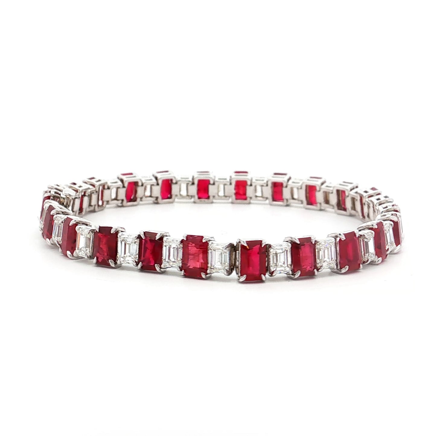 7.23 Ruby & Diamond Bracelet in 18k White Gold