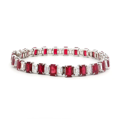 7.23 Ruby & Diamond Bracelet in 18k White Gold