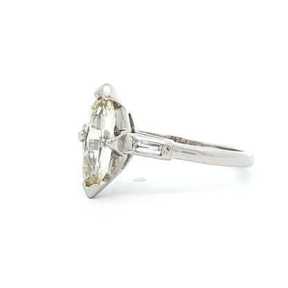 1 Carat Vintage Marquise Diamond Engagement Ring Platinum