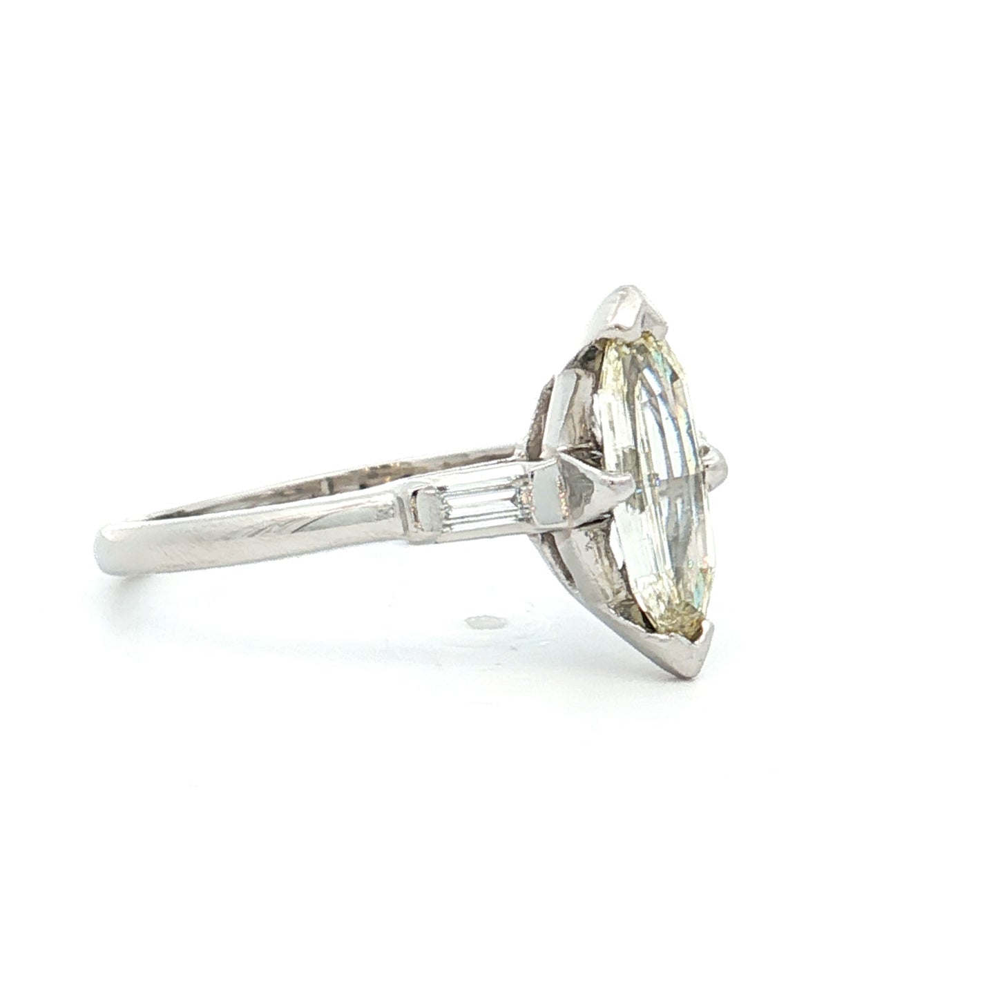 1 Carat Vintage Marquise Diamond Engagement Ring Platinum