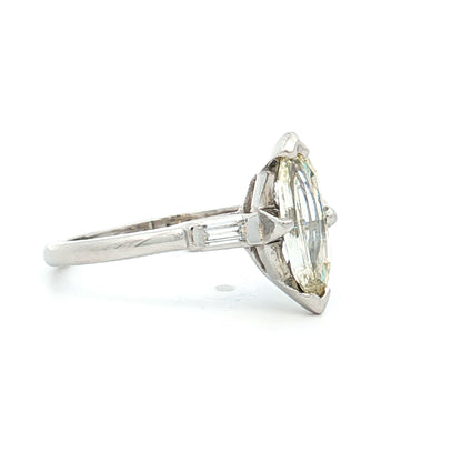 1 Carat Vintage Marquise Diamond Engagement Ring Platinum