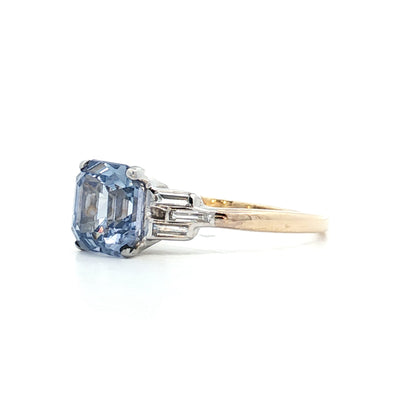 2.29 Vintage Deco Square Sapphire Engagement Ring 14k