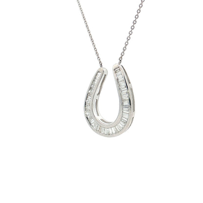 1.50 Baguette Diamond Horseshoe Pendant 18k