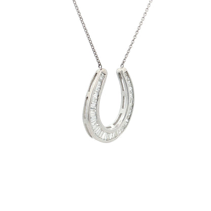 1.50 Baguette Diamond Horseshoe Pendant 18k