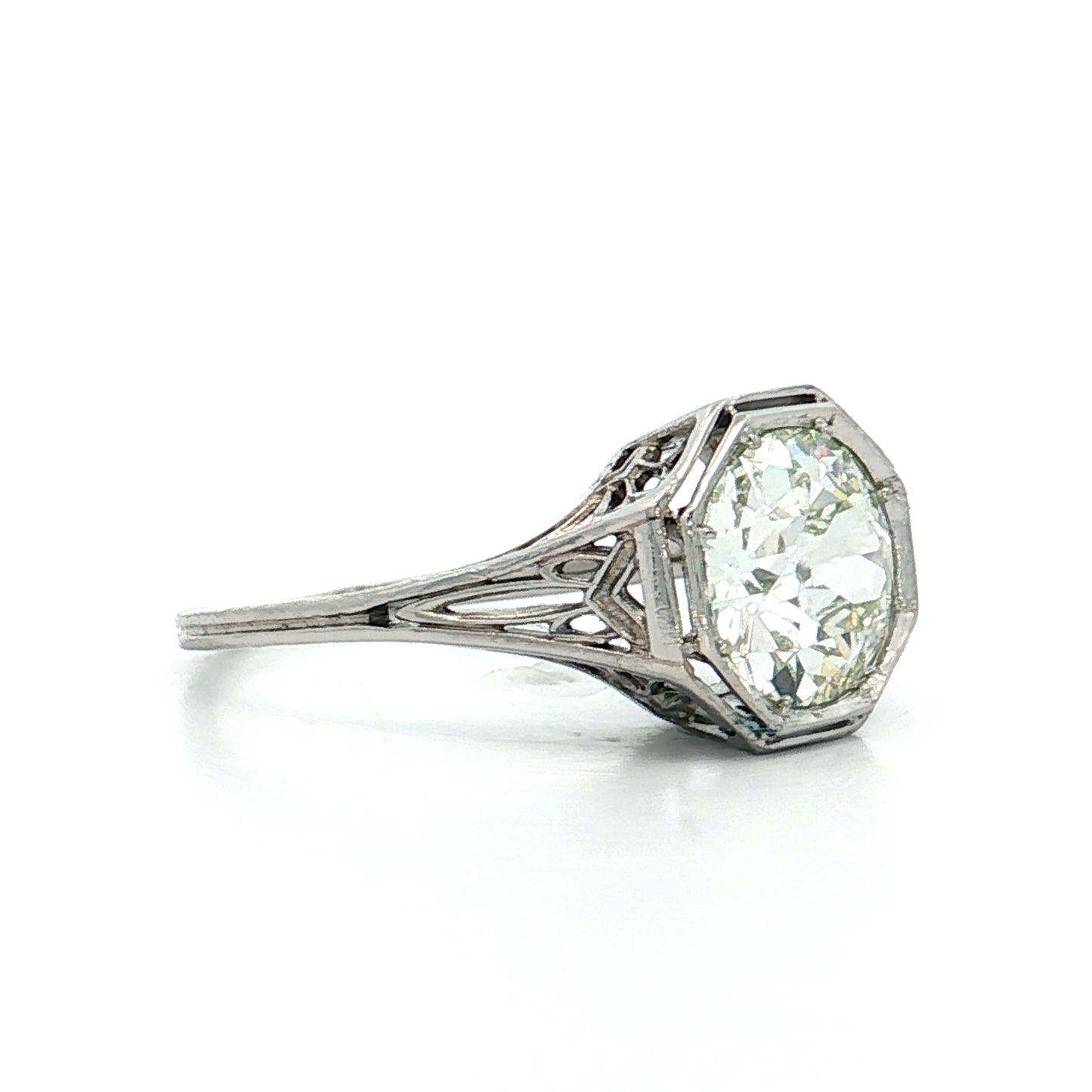 1.84 Vintage Art Deco Diamond Engagement Ring 18k