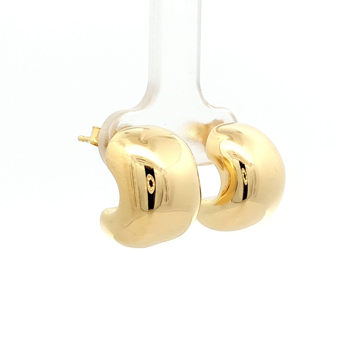 Half Moon Puffy Hoop Earrings in 14k Yellow Gold