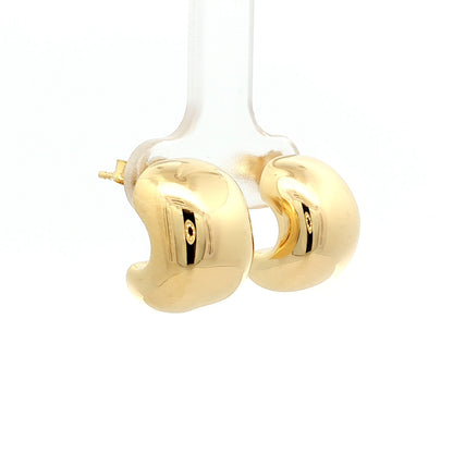 Half Moon Puffy Hoop Earrings in 14k Yellow Gold