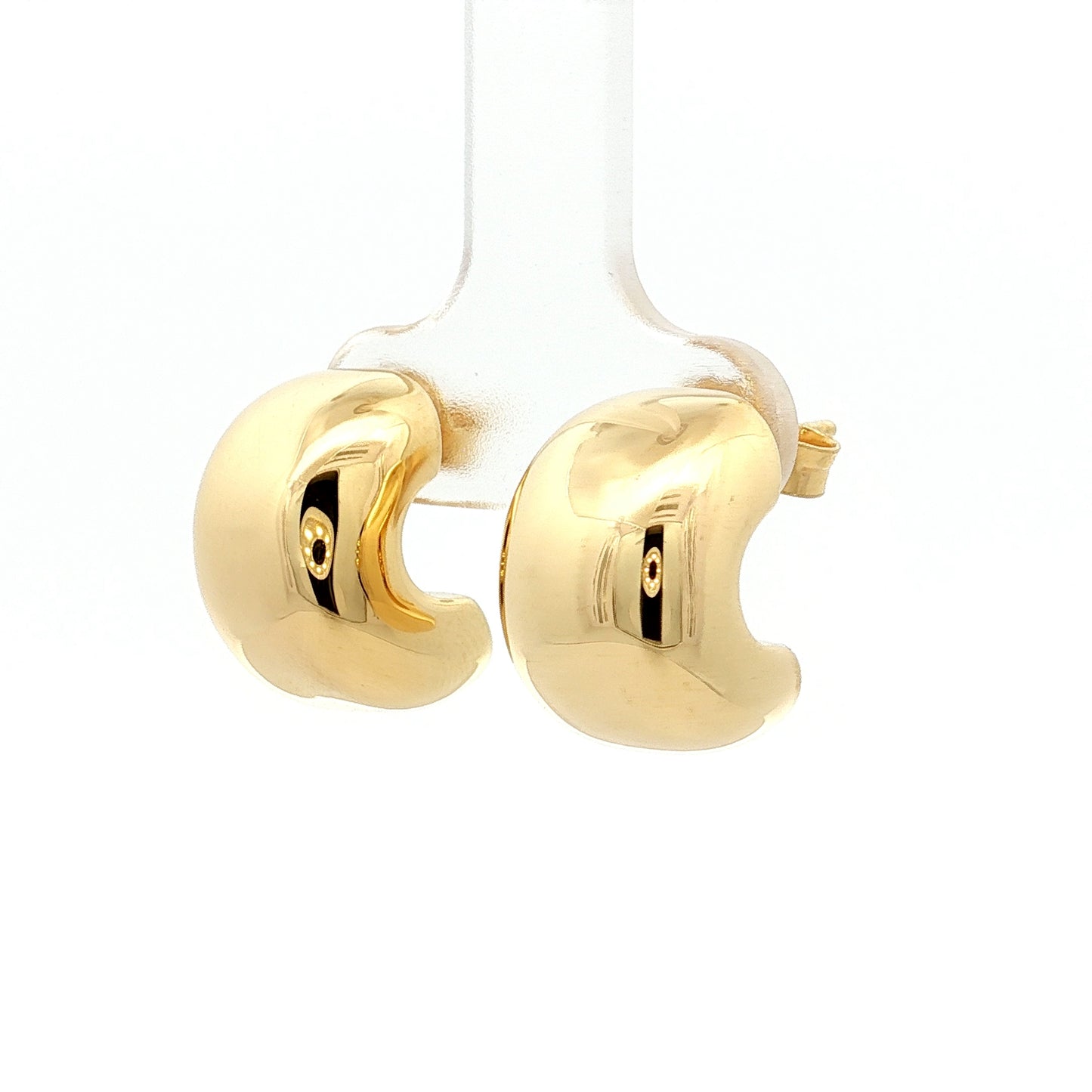 Half Moon Puffy Hoop Earrings in 14k Yellow Gold
