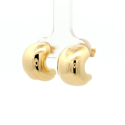 Half Moon Puffy Hoop Earrings in 14k Yellow Gold