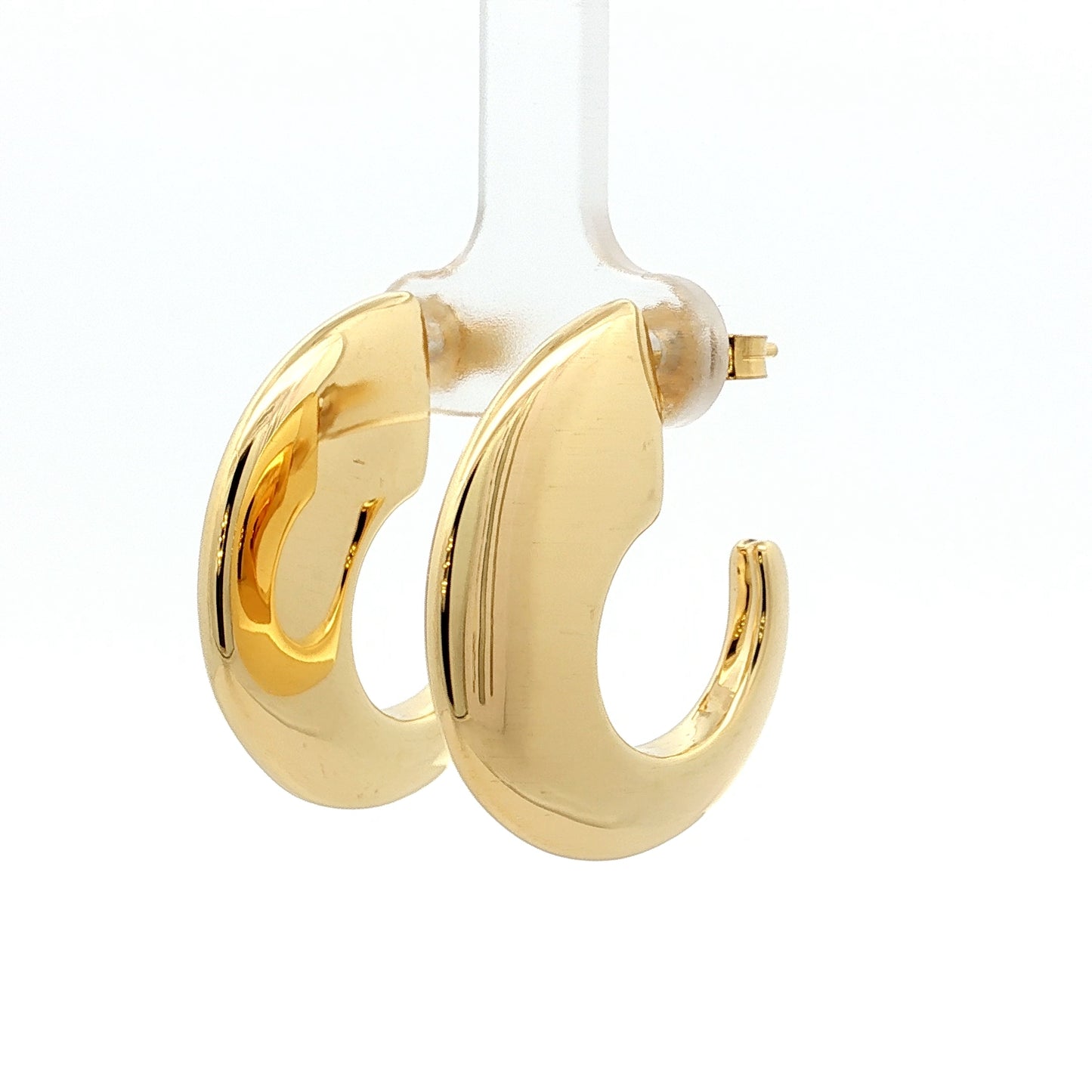 Thin Half Moon Hoop Earrings in 14k Yellow Gold