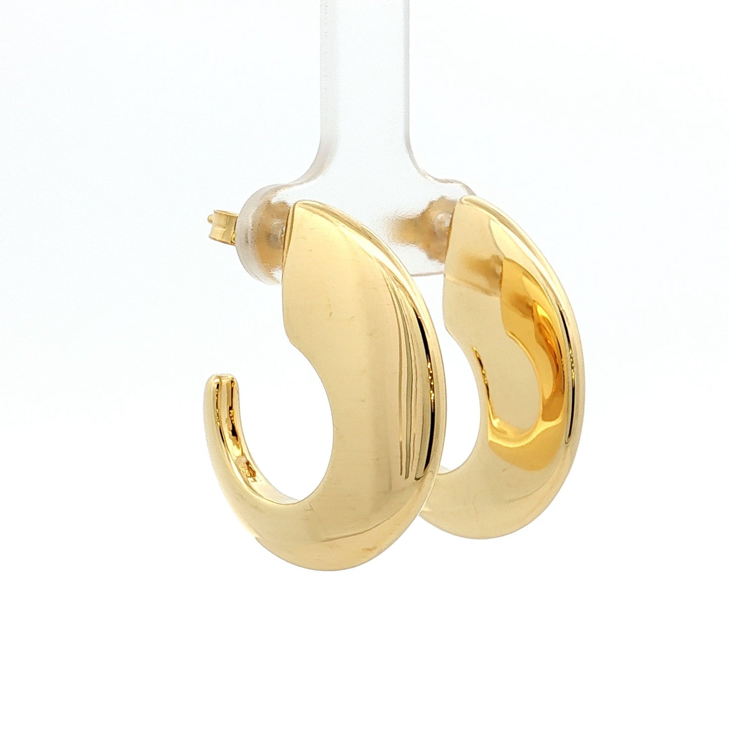 Thin Half Moon Hoop Earrings in 14k Yellow Gold