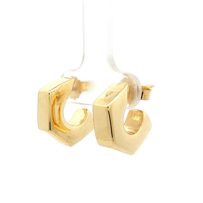 Geometric J Hook Hoop Earrings in 14k Yellow Gold