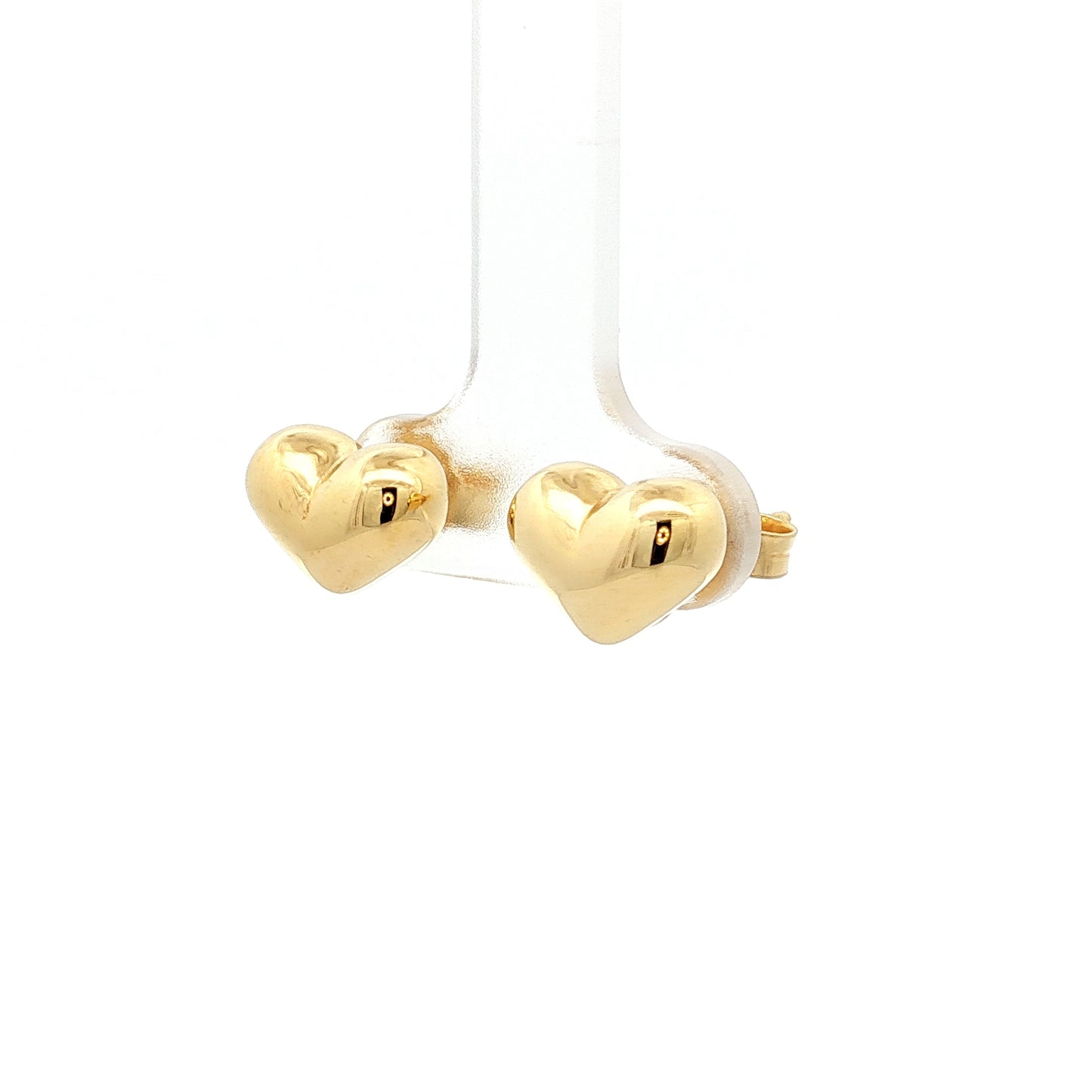 Puffy Heart Shaped Stud Earrings in 14k Yellow Gold