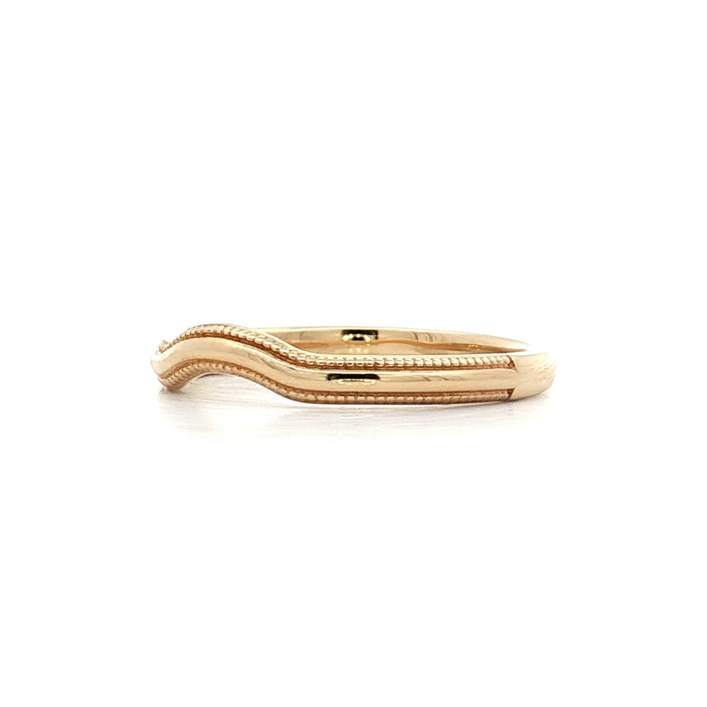 Contour Milgrain Wedding Band in 14k Yellow Gold