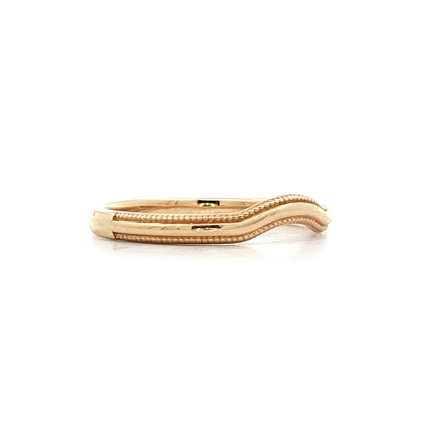 Contour Milgrain Wedding Band in 14k Yellow Gold