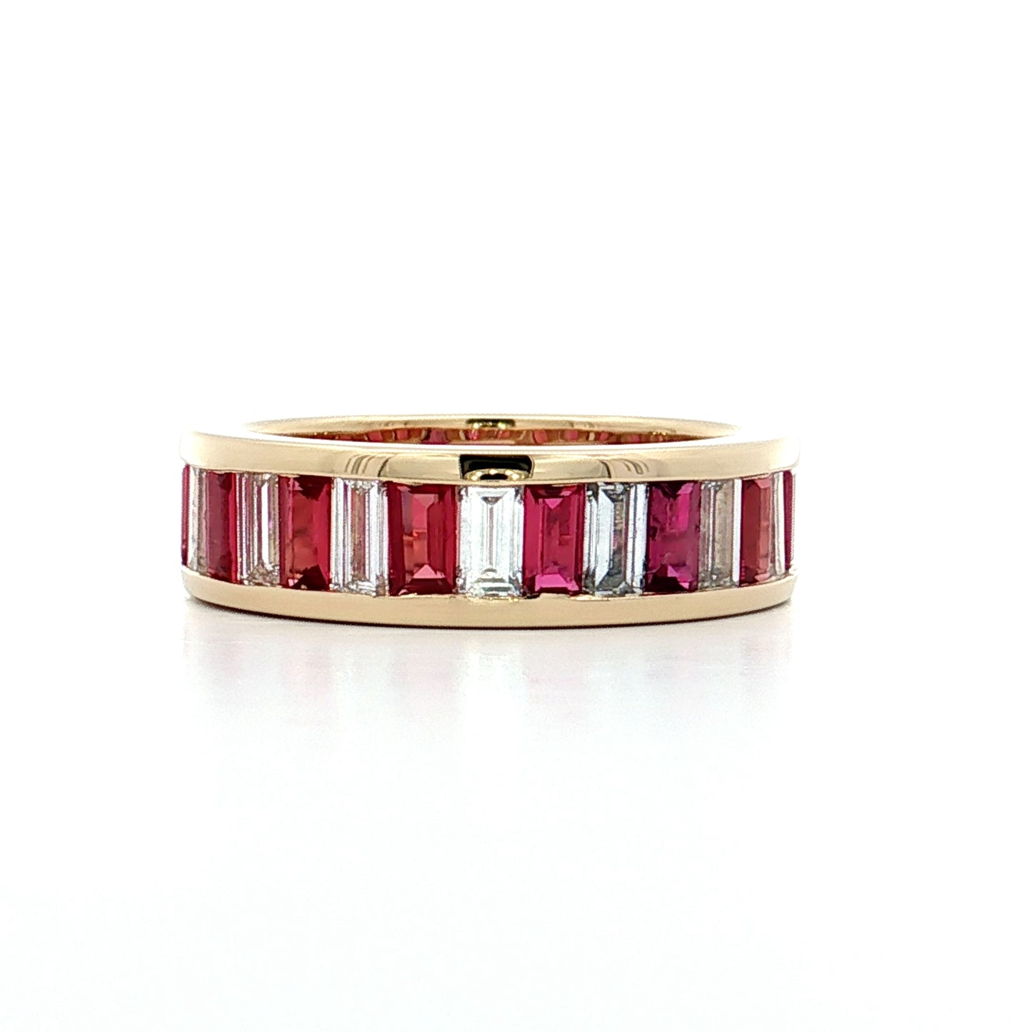 Diamond & Ruby Eternity Band in 14k Yellow Gold