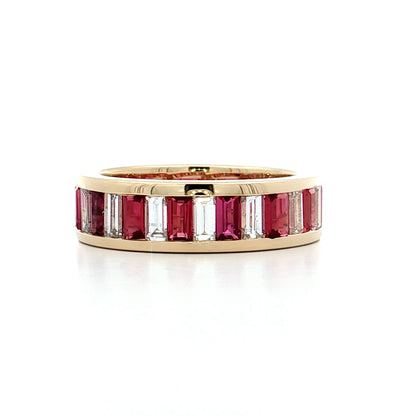 Diamond & Ruby Eternity Band in 14k Yellow Gold