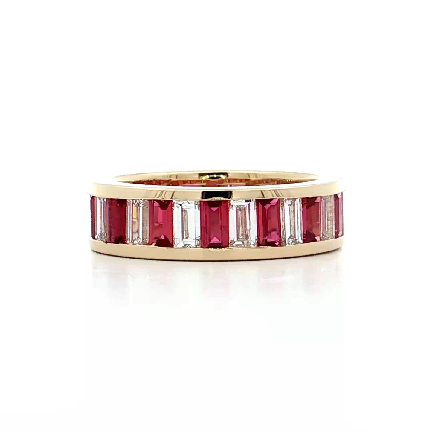 Diamond & Ruby Eternity Band in 14k Yellow Gold