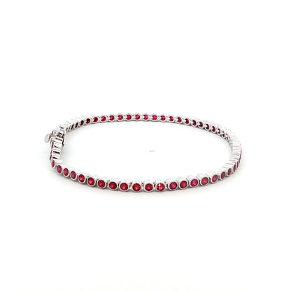 2.96 Bezel Ruby Tennis Bracelet in 14k White Gold