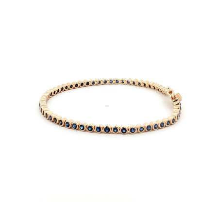 3 Carat Bezel Sapphire Tennis Bracelet in 14k Yellow Gold