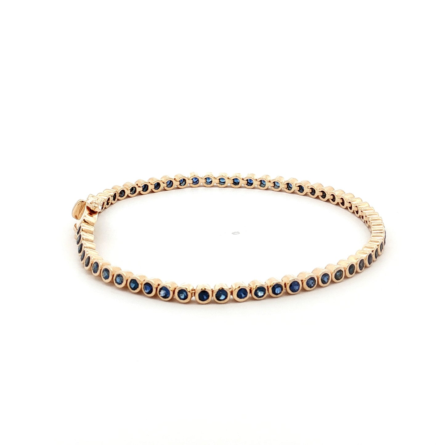 3 Carat Bezel Sapphire Tennis Bracelet in 14k Yellow Gold