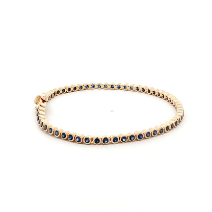 3 Carat Bezel Sapphire Tennis Bracelet in 14k Yellow Gold