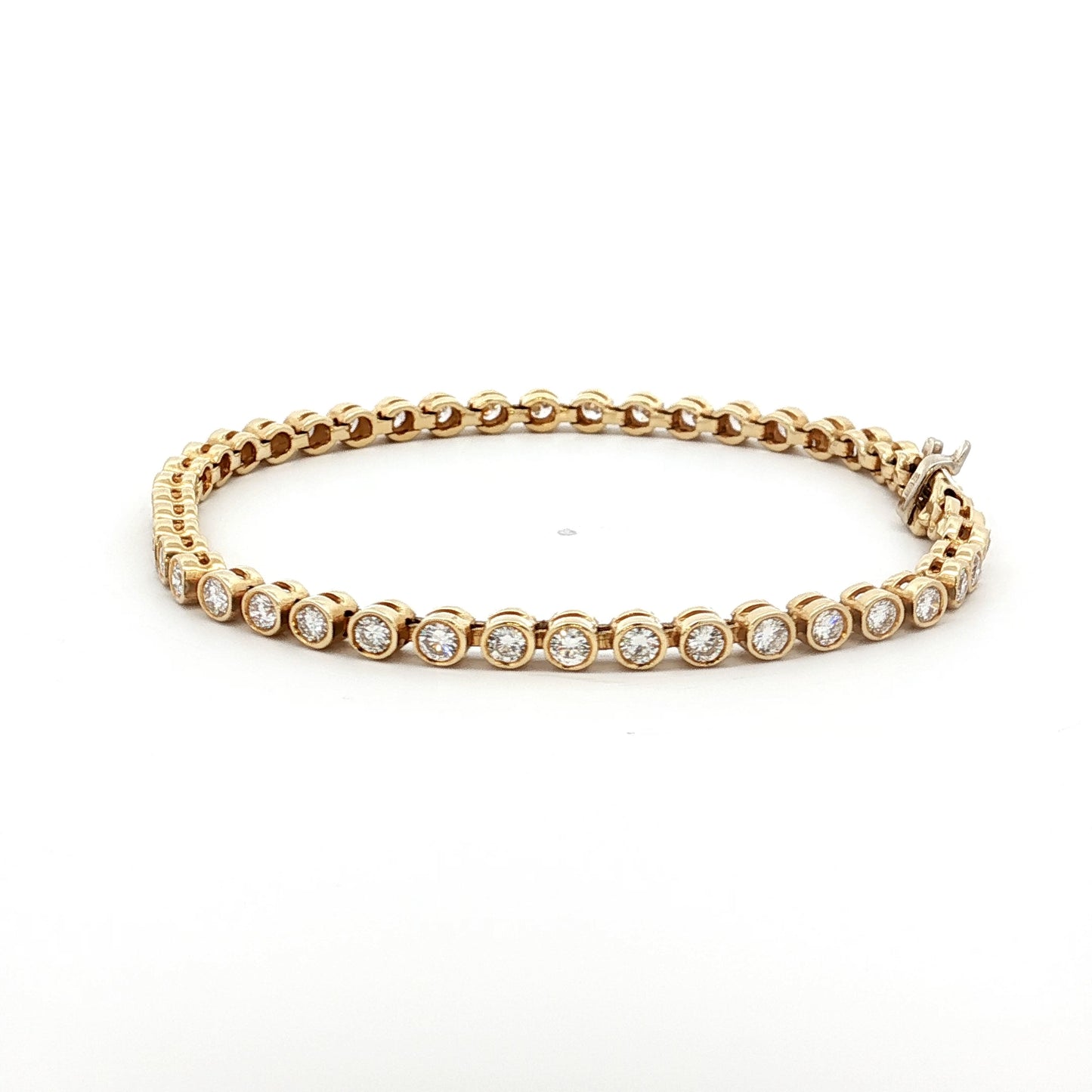 4 Carat Bezel Diamond Tennis Bracelet in 14k Yellow Gold