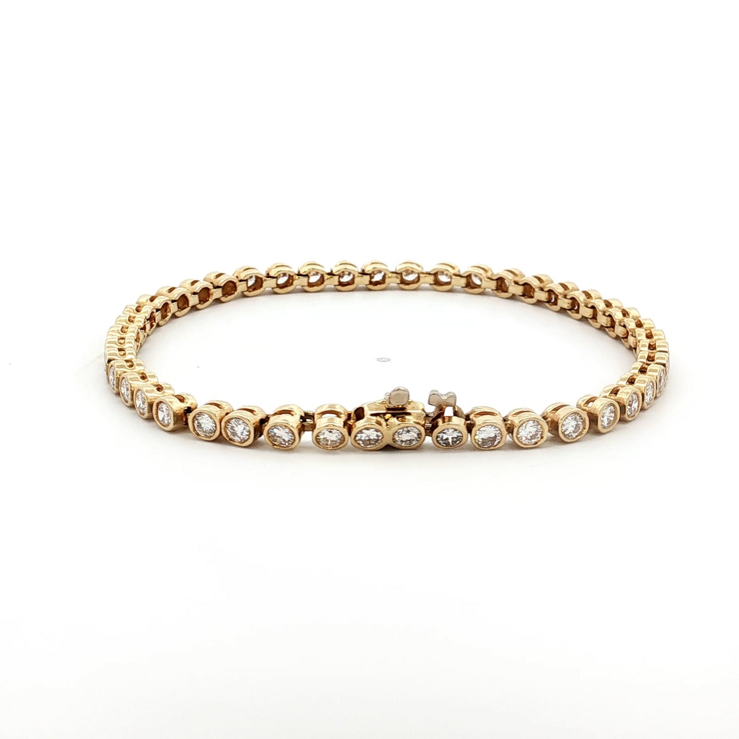 4 Carat Bezel Diamond Tennis Bracelet in 14k Yellow Gold