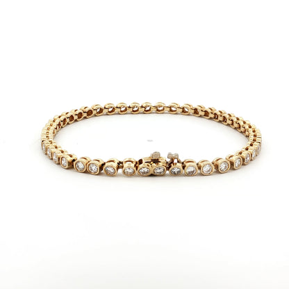 4 Carat Bezel Diamond Tennis Bracelet in 14k Yellow Gold