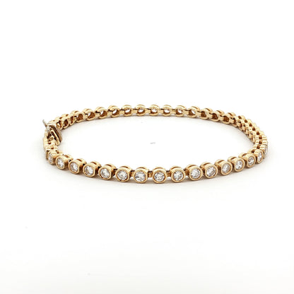 4 Carat Bezel Diamond Tennis Bracelet in 14k Yellow Gold