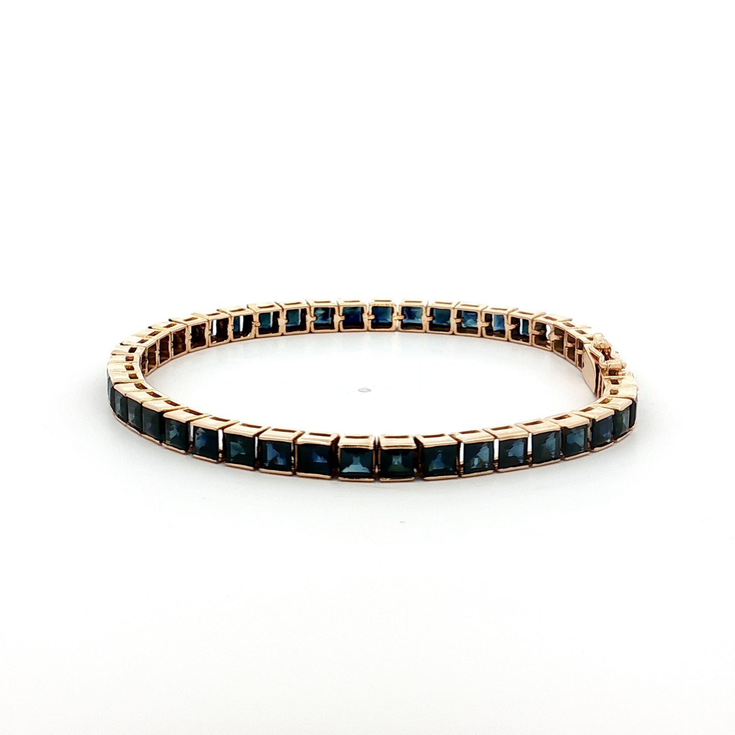 10 Carat Step Cut Sapphire Tennis Bracelet in 14k