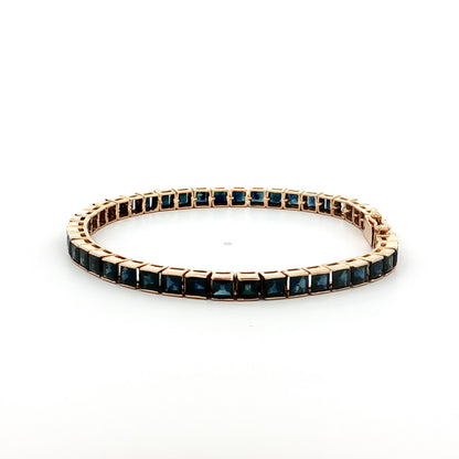 10 Carat Step Cut Sapphire Tennis Bracelet in 14k