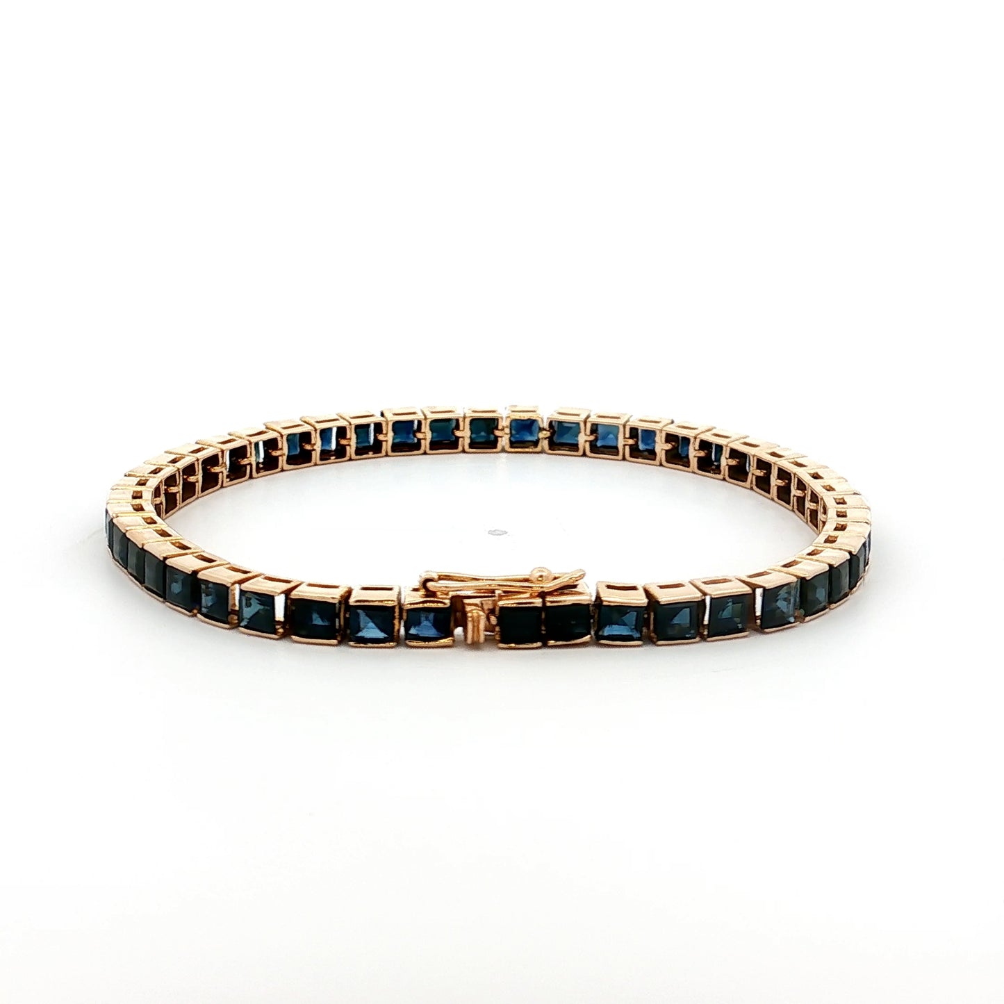 10 Carat Step Cut Sapphire Tennis Bracelet in 14k