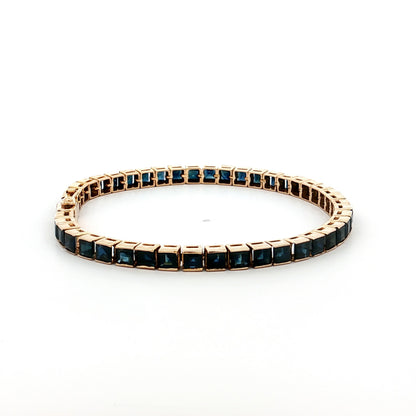 10 Carat Step Cut Sapphire Tennis Bracelet in 14k