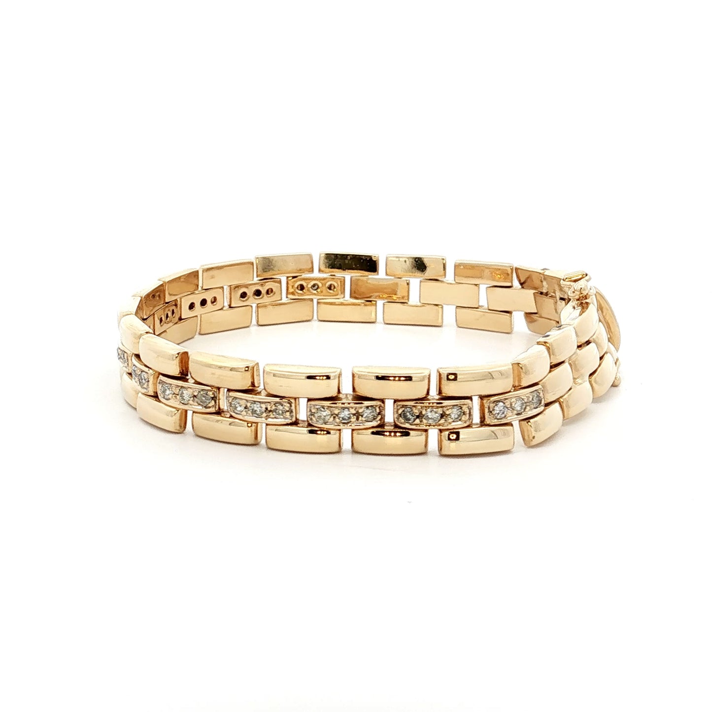.72 Diamond Panther Link Bracelet in 14k Yellow Gold