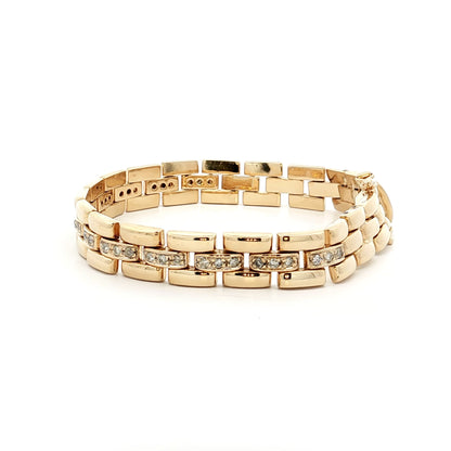 .72 Diamond Panther Link Bracelet in 14k Yellow Gold