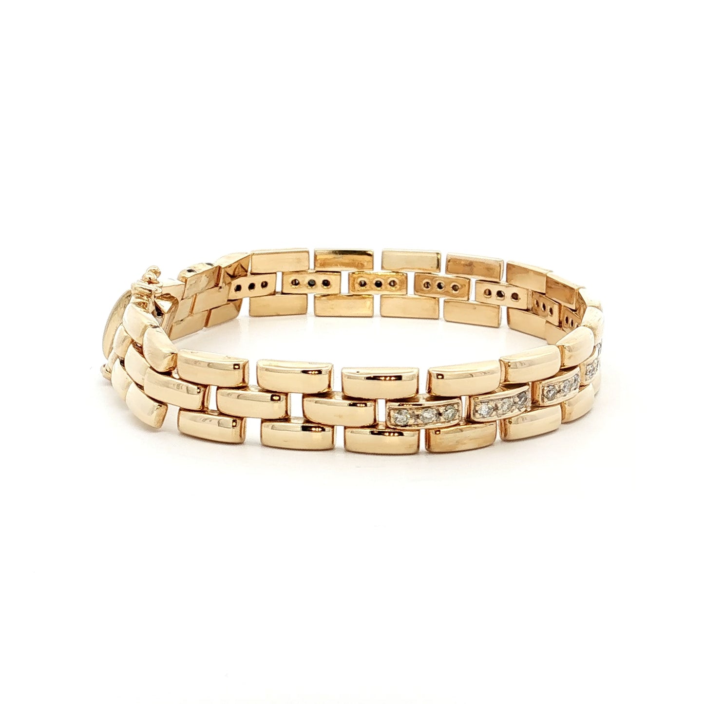 .72 Diamond Panther Link Bracelet in 14k Yellow Gold