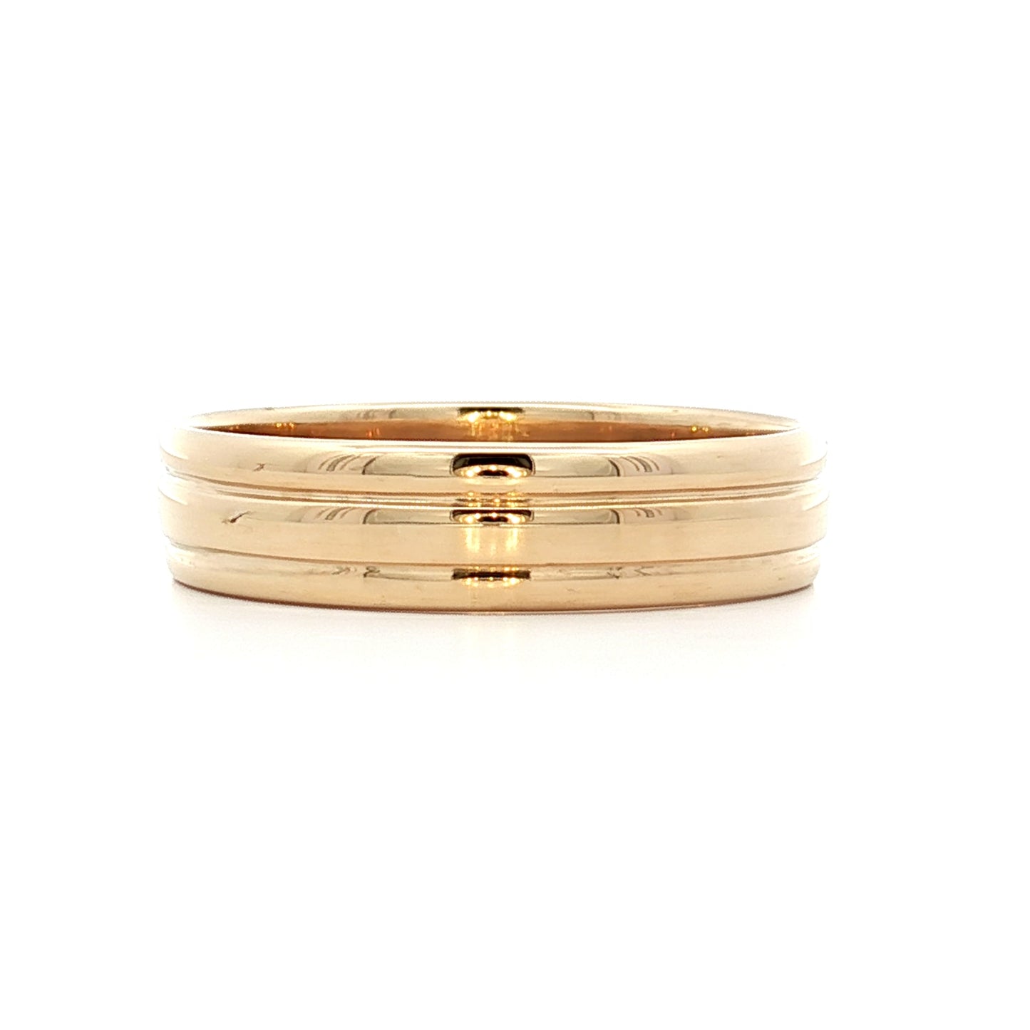 Vintage Mens Retro Triple Wedding Band in 14k Yellow Gold