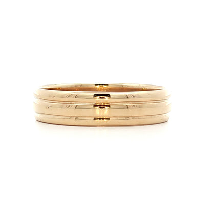 Vintage Mens Retro Triple Wedding Band in 14k Yellow Gold