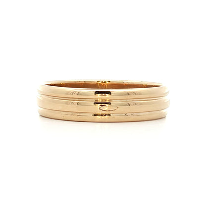 Vintage Mens Retro Triple Wedding Band in 14k Yellow Gold