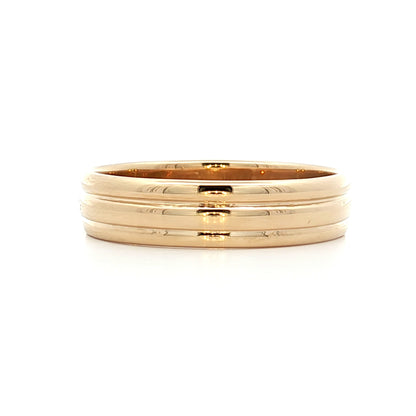 Vintage Mens Retro Triple Wedding Band in 14k Yellow Gold