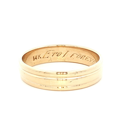 Vintage Mens Retro Triple Wedding Band in 14k Yellow Gold