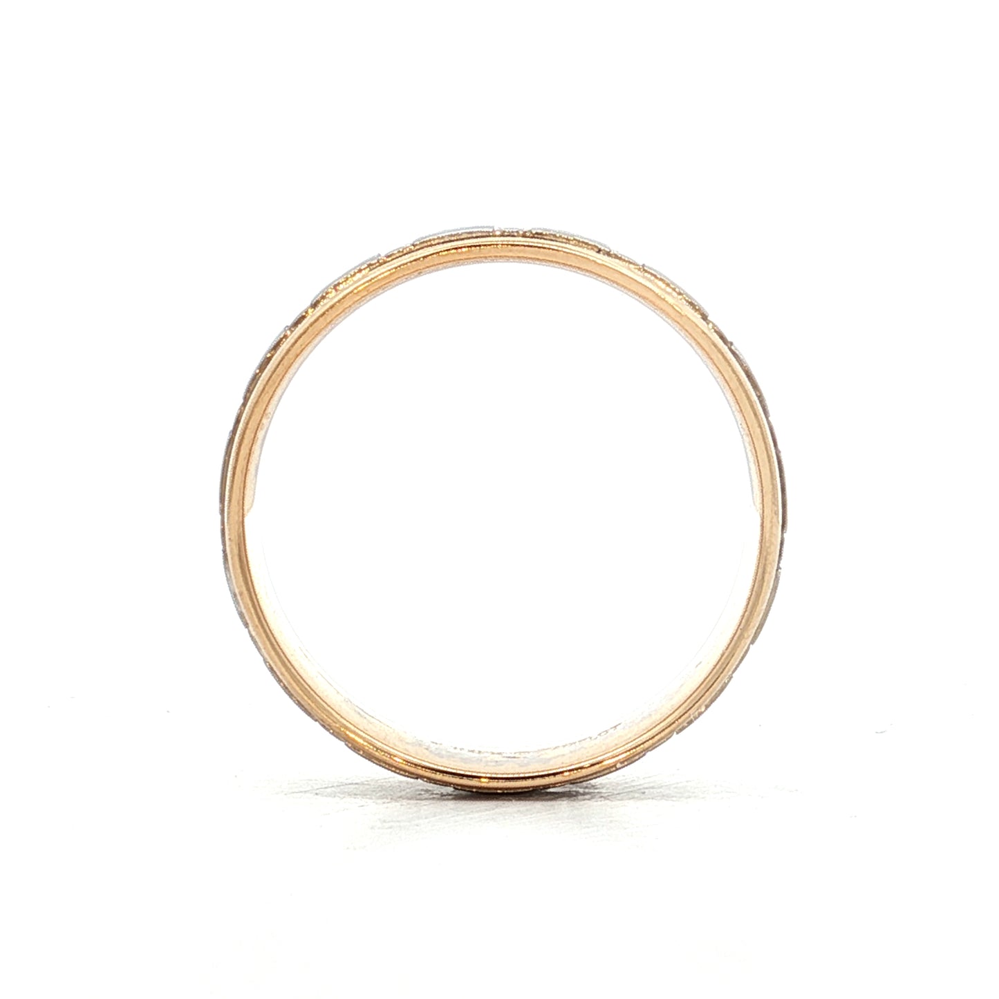 Vintage Mens Retro Geometric Two-Tone Wedding Band 14k