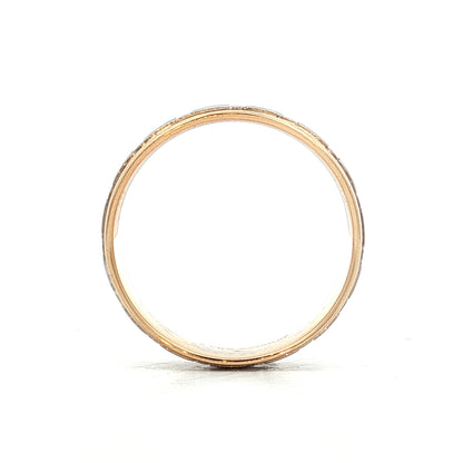Vintage Mens Retro Geometric Two-Tone Wedding Band 14k