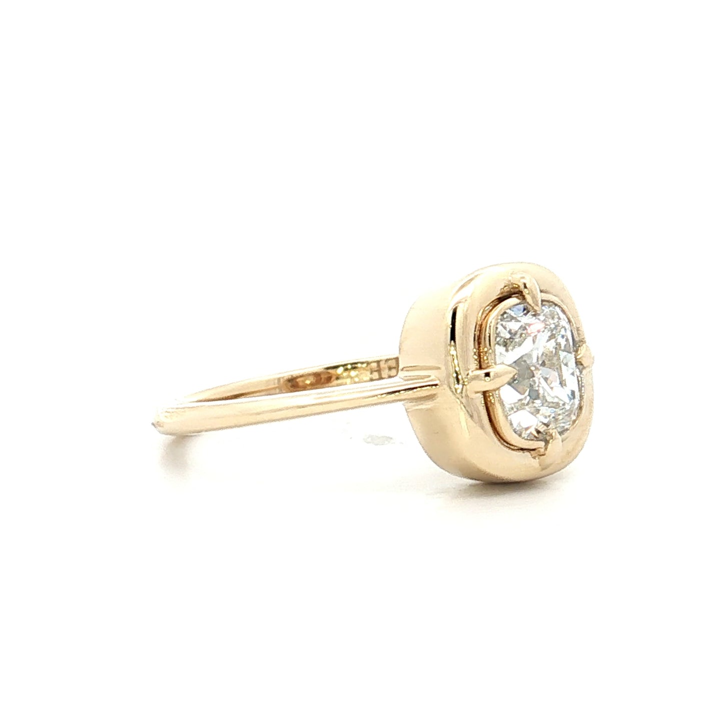 1 Carat Old Mine Cushion Diamond Engagement Ring 14k