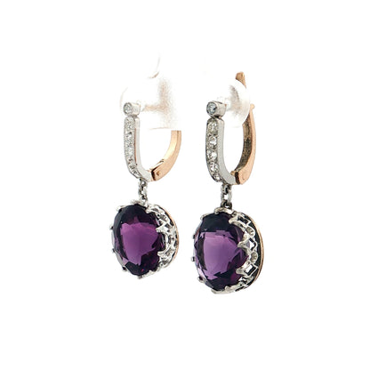 10.44 Amethyst & Diamond Drop Earrings 14k