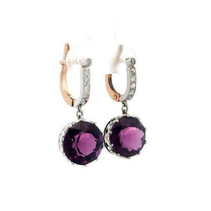 10.44 Amethyst & Diamond Drop Earrings 14k
